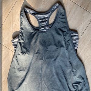 Nike Gray White Black Built In Bra Workout Tank